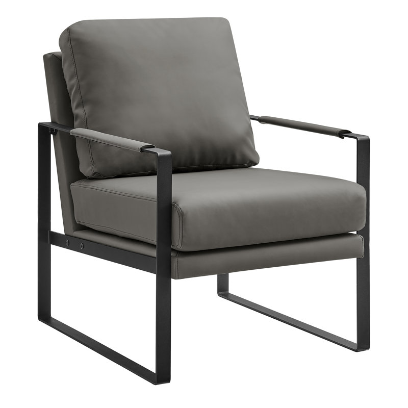 Tosheba Lounge Chair Leatherette With Matte Black Frame, Tosheba Gray Faux Leather