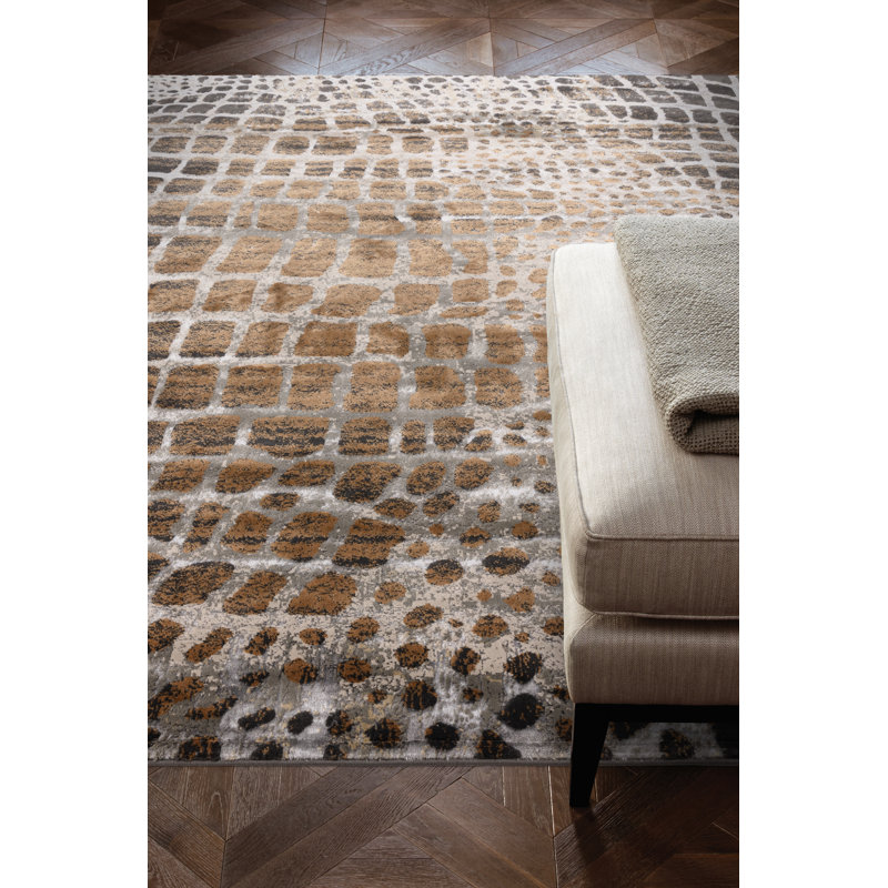 Arely Shiny Brown Area Rug, Rectangle 080 x 150cm