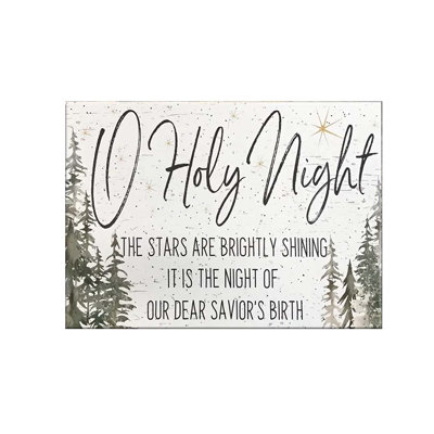 12*18，Oh Holy Night Framed Canvas Wall Art - Christian Christmas Decoration with Wooden Frame, Perfect for Memorial Day.