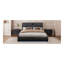 Grand lit plateforme tapissier en similicuir grand format avec tête de lit épaisse, haut-parleurs Bluetooth et lumière DEL RVB, aucun sommier nécessaire, noir-210013355