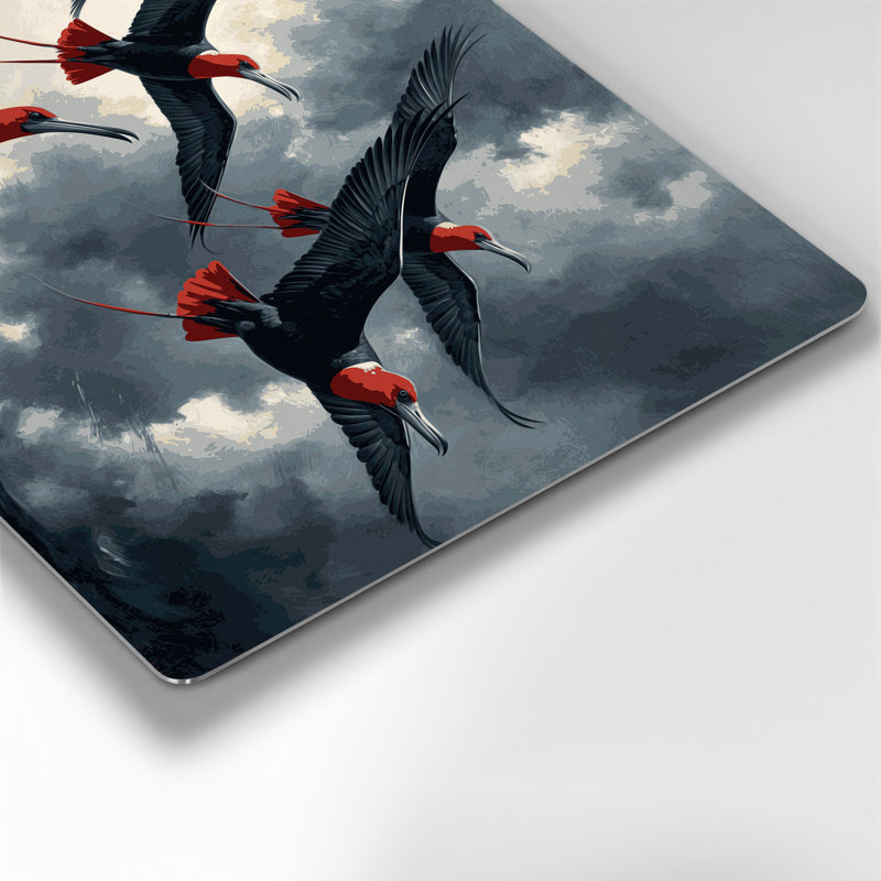 Oiseaux, magnifique frégate, art mural en métal gris, H 132 po x l 168 po x P 0,05 po