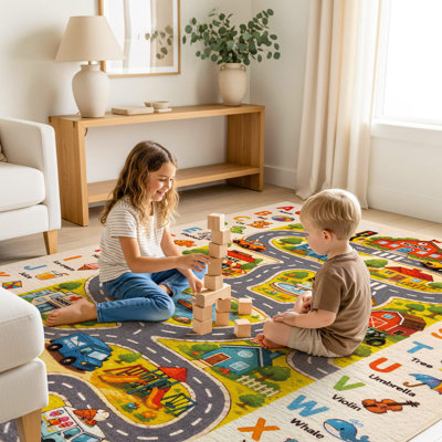 Alphabet City Adventure, tapis pour enfants, multi, envers antidérapant