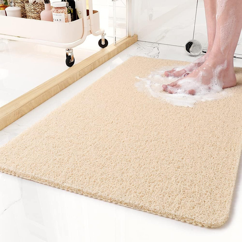 Tapis de bain antidérapant, tapis de douche 17 po x 30 po, tapis de salle de bain Luffa en PVC