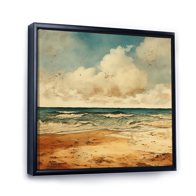 Vintage Beach Side Scenery II - Nautical & Beach Canvas Print, H 24 po x l 24 po x P 1 po, Cadre flottant noir
