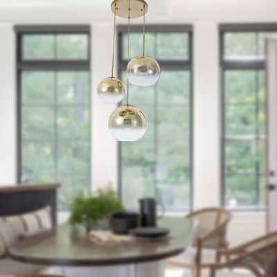 12" 3-Light Gradient Tea-Colored Glass Chandelier