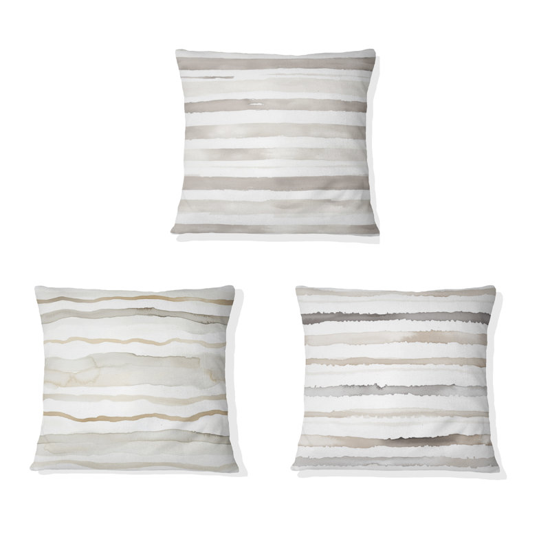 Coussin décoratif gris et blanc à motif de perles gris moderne, H 16 po x l 16 po
