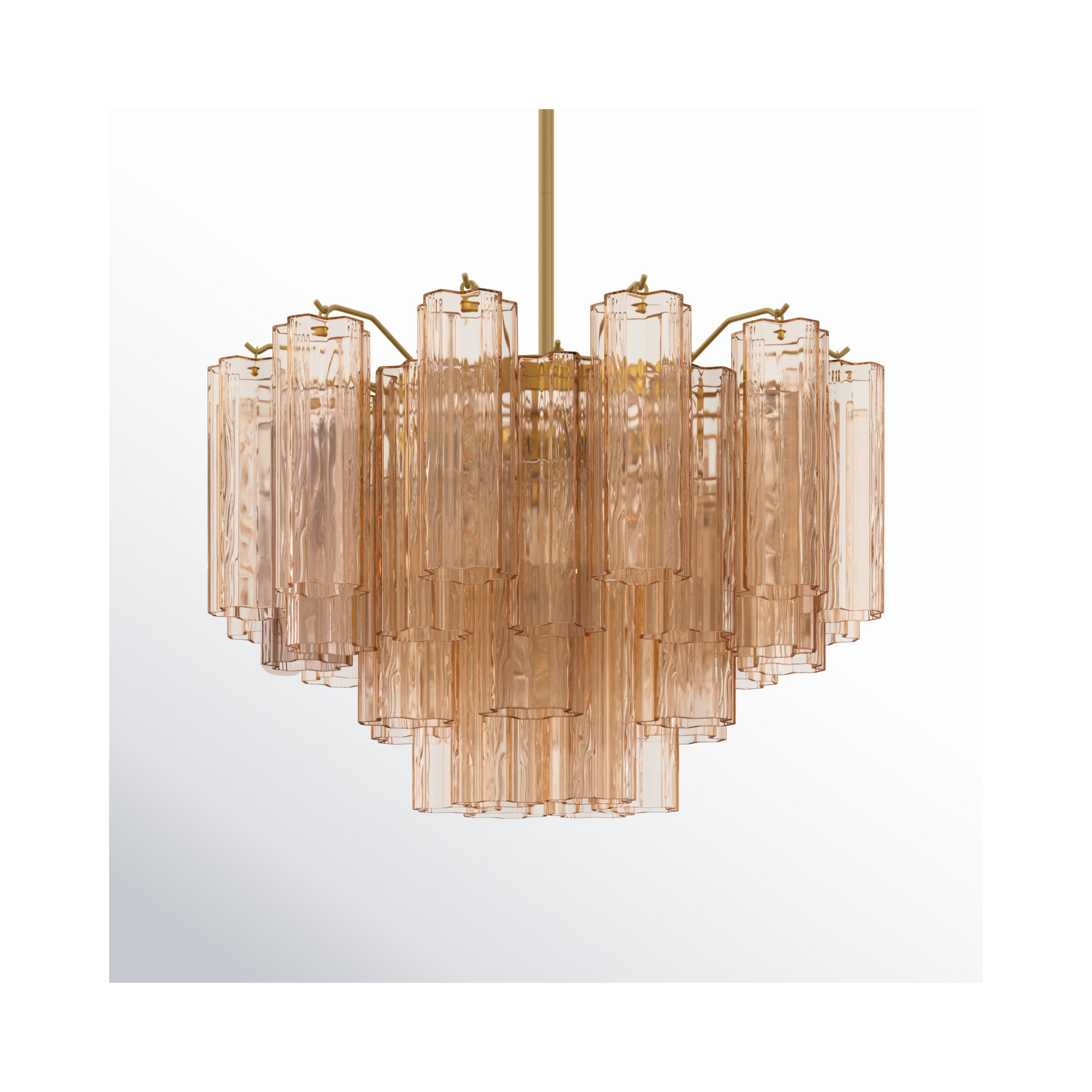 Arras Dimmable Tiered Chandelier, Aged Brass, 14.25" H x 22" W x 22" D, Yellow