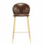 Tabouret de bar d'intérieur rembourré, similicuir brun foncé avec structure en métal, ensemble de 2