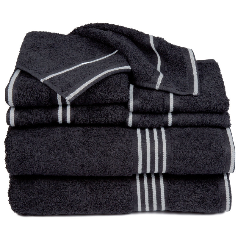 Lavish Home 8PC Bathroom Towels Set - 575GSM 100% Cotton Bathroom Essentials with 2 Bath Towels, 2 Hand Cloths, 2 Wash Cloths, and 2 Fingertip Fabric for Shower, Gym, Dorm and Spa