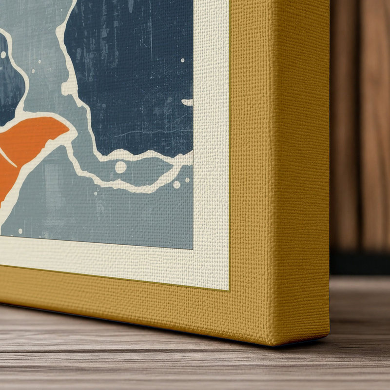 Swimming Koi Japandi - Wrapped Canvas, 18x12 - 45.7 x 30.5 cm, Ochre Border