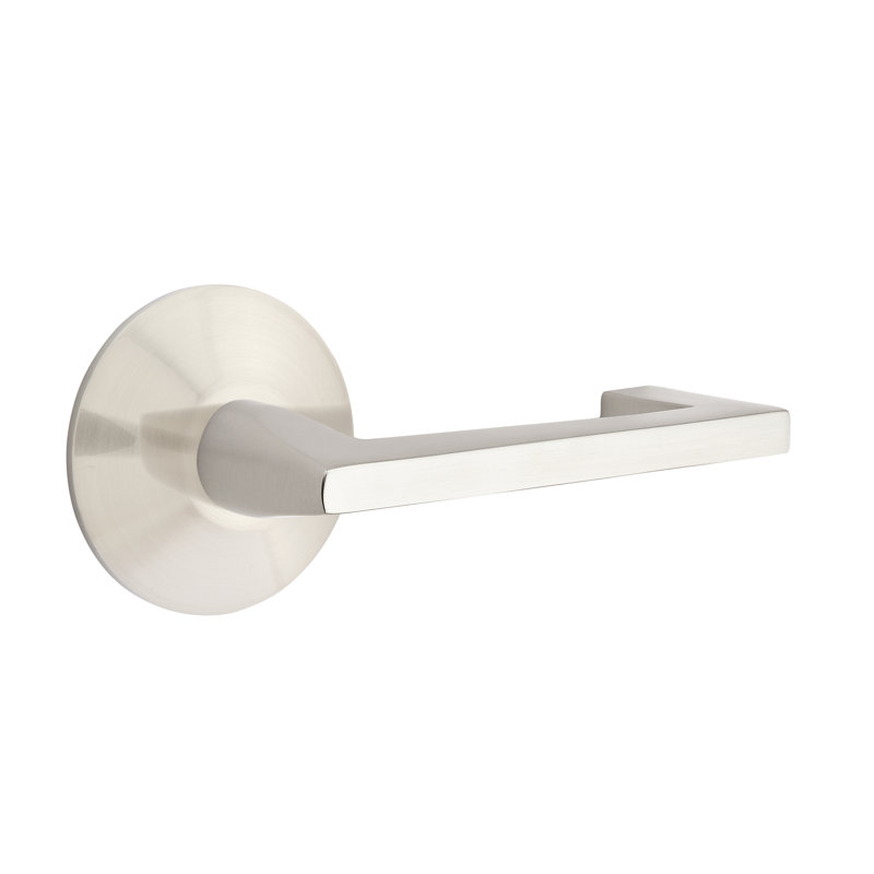 Argos Flat Passage (Hall & Closet) Door Lever with Round Rosette, Right, Satin Nickel