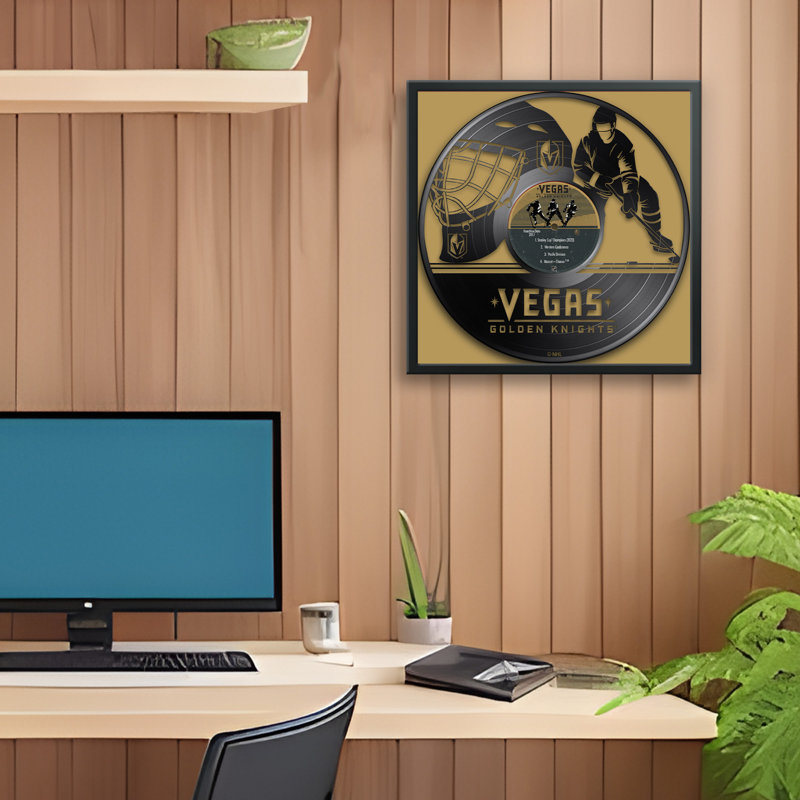 Disque vinyle des Golden Knights de Vegas (NHL), impression encadrée 13" x 13"., LNH Golden Knights de Las Vegas