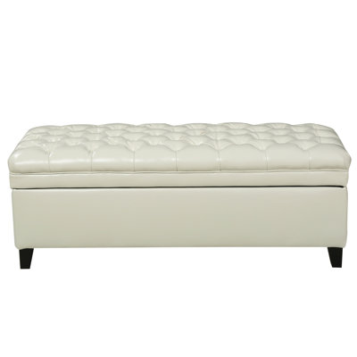 Cancia Faux Leather Button-Tufted Storage Ottoman Bench