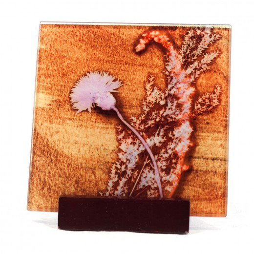 Glass Square 1 Piece Coaster, Yellow