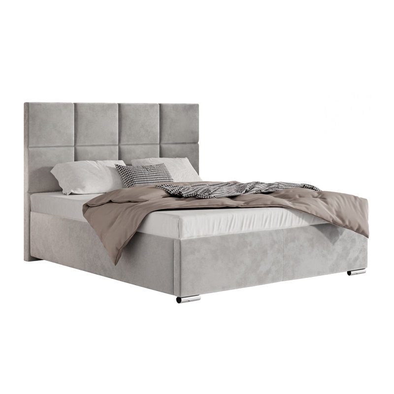 Adilyne Upholstered Ottoman Storage Bed, Light Grey, 160 x 200cm