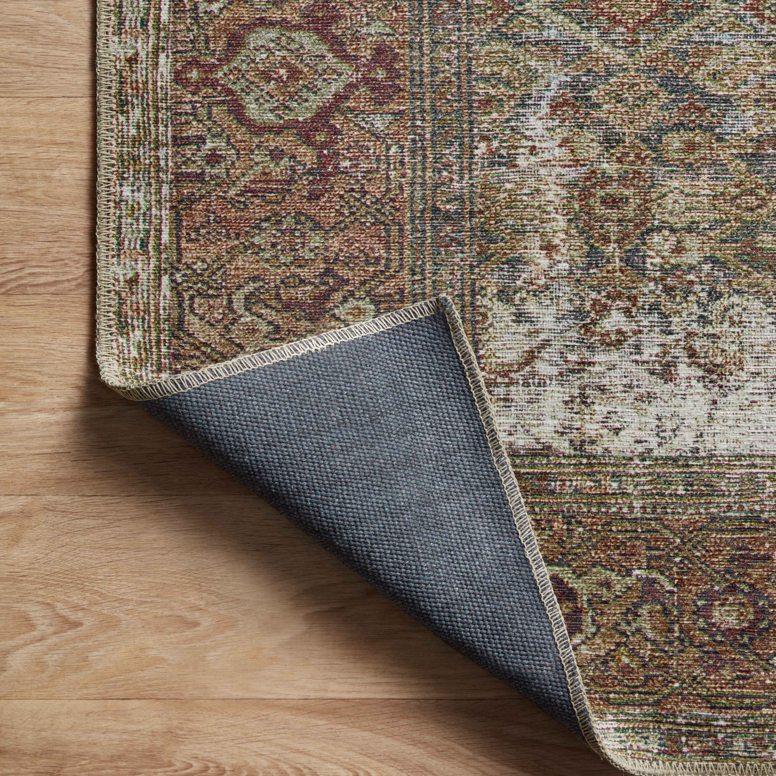 Georgie Oriental Moss/Salmon Area Rug, Square 1'6"