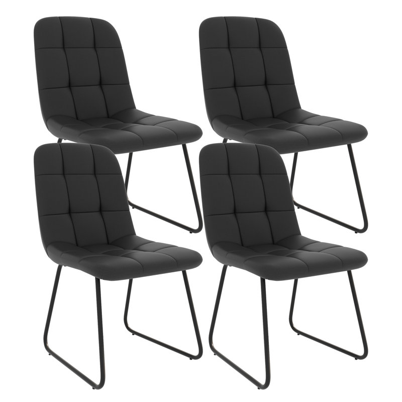 47cm H Tufted Upholstered Upholstered Back Side Chair, Black