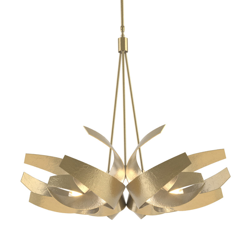 Lustre géométrique unique à 6 lumières Corona, Laiton moderne, H 29,2 po x l 35,1 po x P 35,1 po