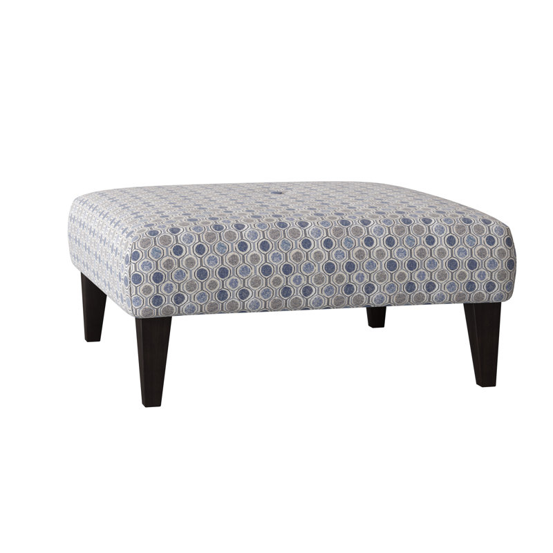 Repose-pieds carré 38,25 po Vero, Espresso, Tissu performance multicolore bleu fumé