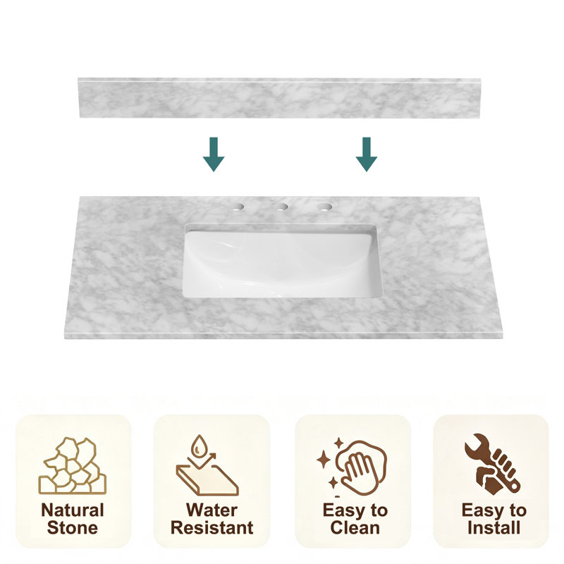 36 inch Marble Backsplash-0.98" Thick for Bathroom Vanity, 36 inch