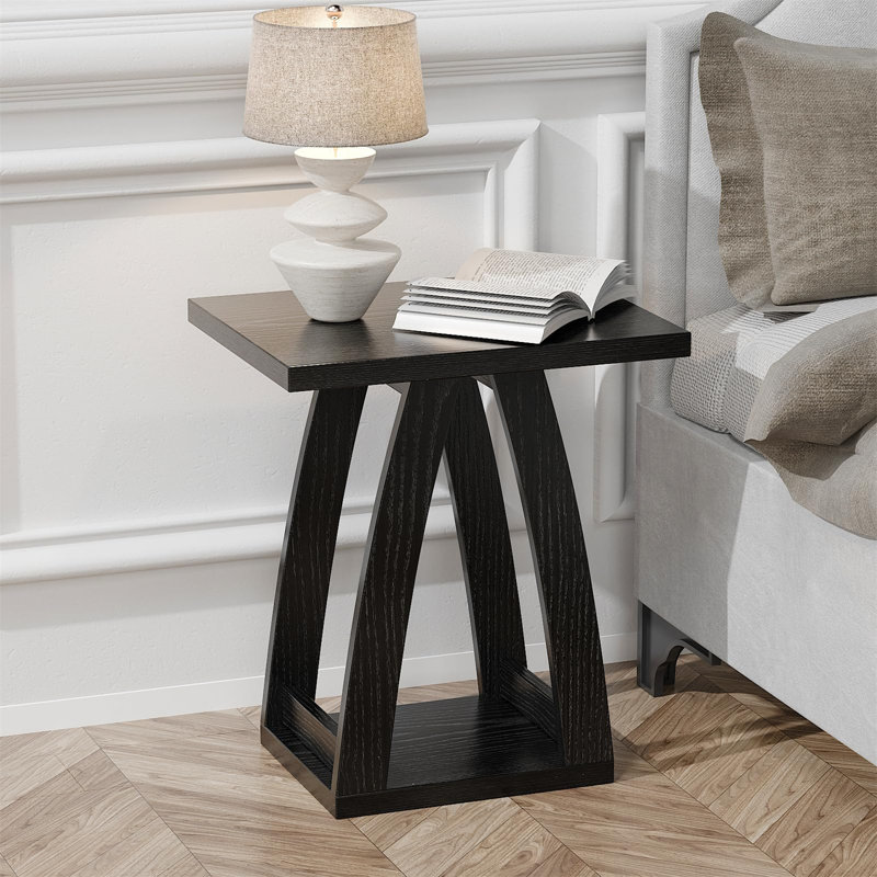 Linnis Solid Wood End Table, Black