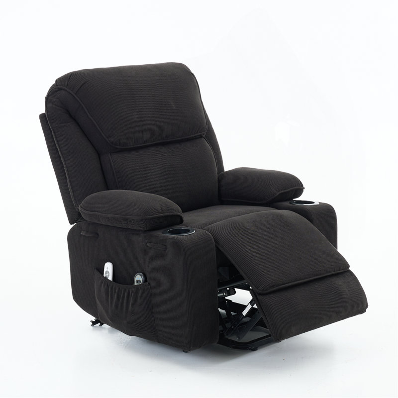 Fauteuil inclinable chauffant et massant télécommandé, pour personnes âgées, Noir