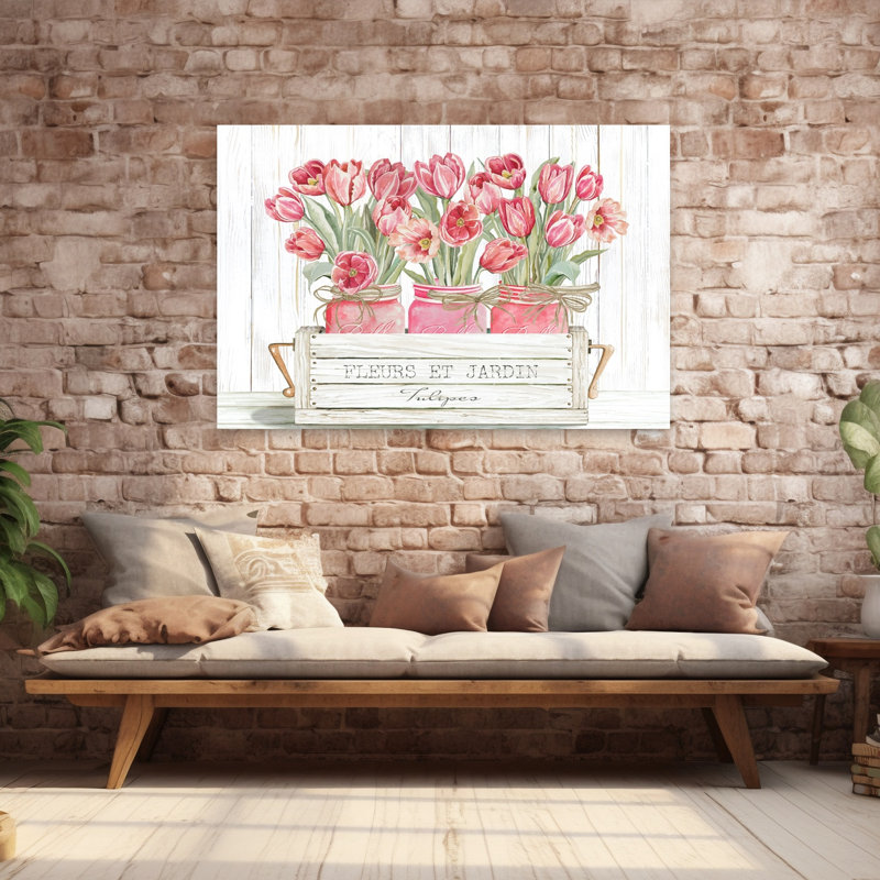 Trio de tulipes roses, H 40 po x l 60 po