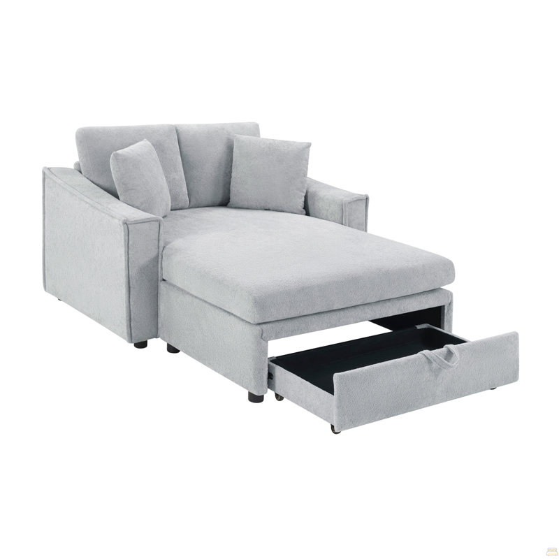 Canapé-lit moderne 53,5 po Canapé-lit Canapé-lit avec coussins et espace de rangement caché pour le salon, la chambre à coucher, gris