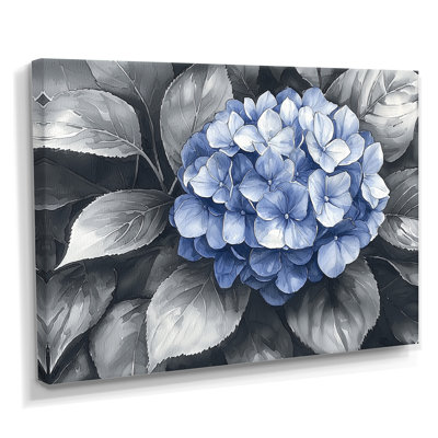 Blue Hydrangea In Monochrome Garden I - Hydrangea Wall Art