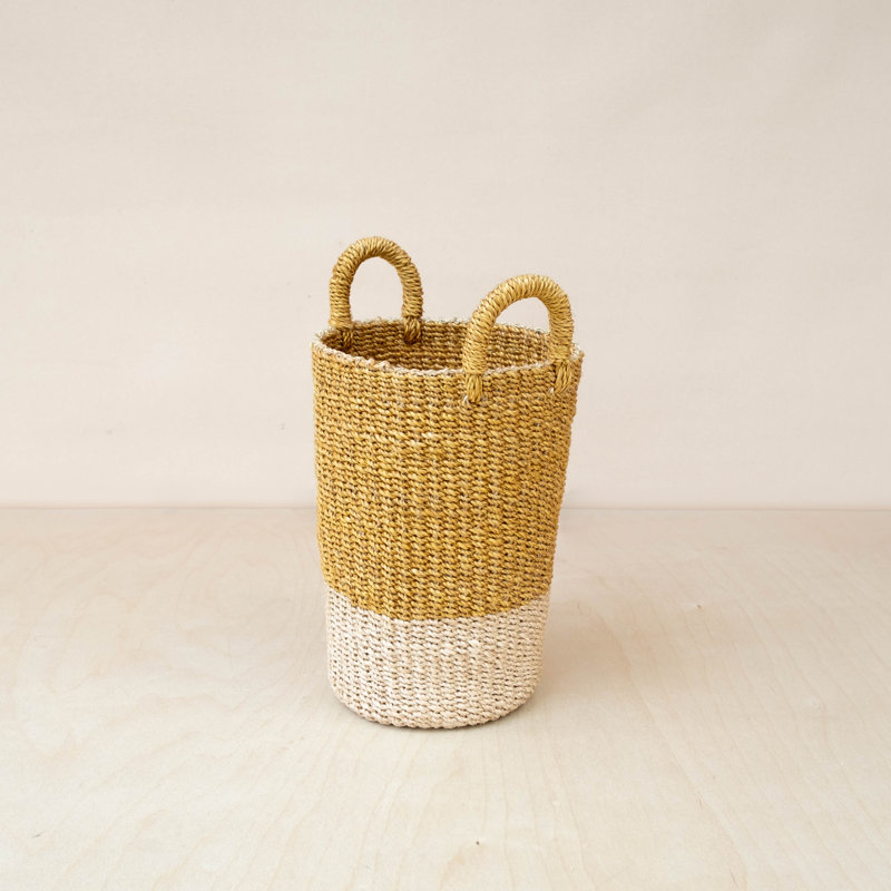 Olive Cylinder Vase Basket, Yellow