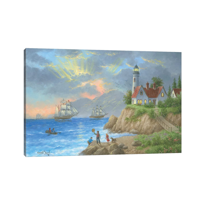Sun Ray Bay by Dennis Lewan - Wrapped Canvas Painting, 66.04 cm H x 45.72 cm W x 3.175 cm D