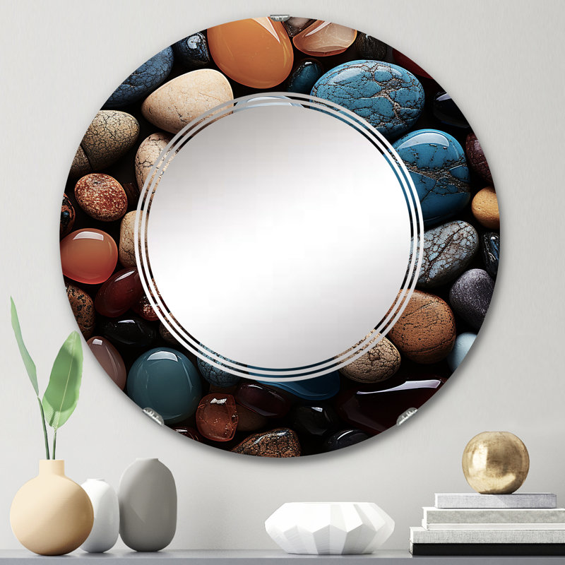 Amav - Miroir mural spirituel rond en pierre, 24 po x 24 po