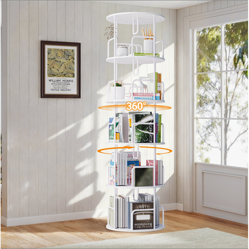 Rotating Bookshelf Tower 5 Tier,Spinning Bookcase, Revolving 360 Book Shelf Narrow Tall Bookcase, Vertical Turning Round Storage Bookshelf ,Book Shelf Organizer For Bedroom, Living Room