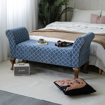 Banc de rangement en chenille bleue