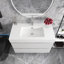 36 po Meuble-lavabo mural simple avec plateau en résine blanc