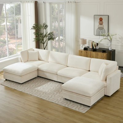 Oversized Down-Filled Modular Sofa with Storage Ottomans