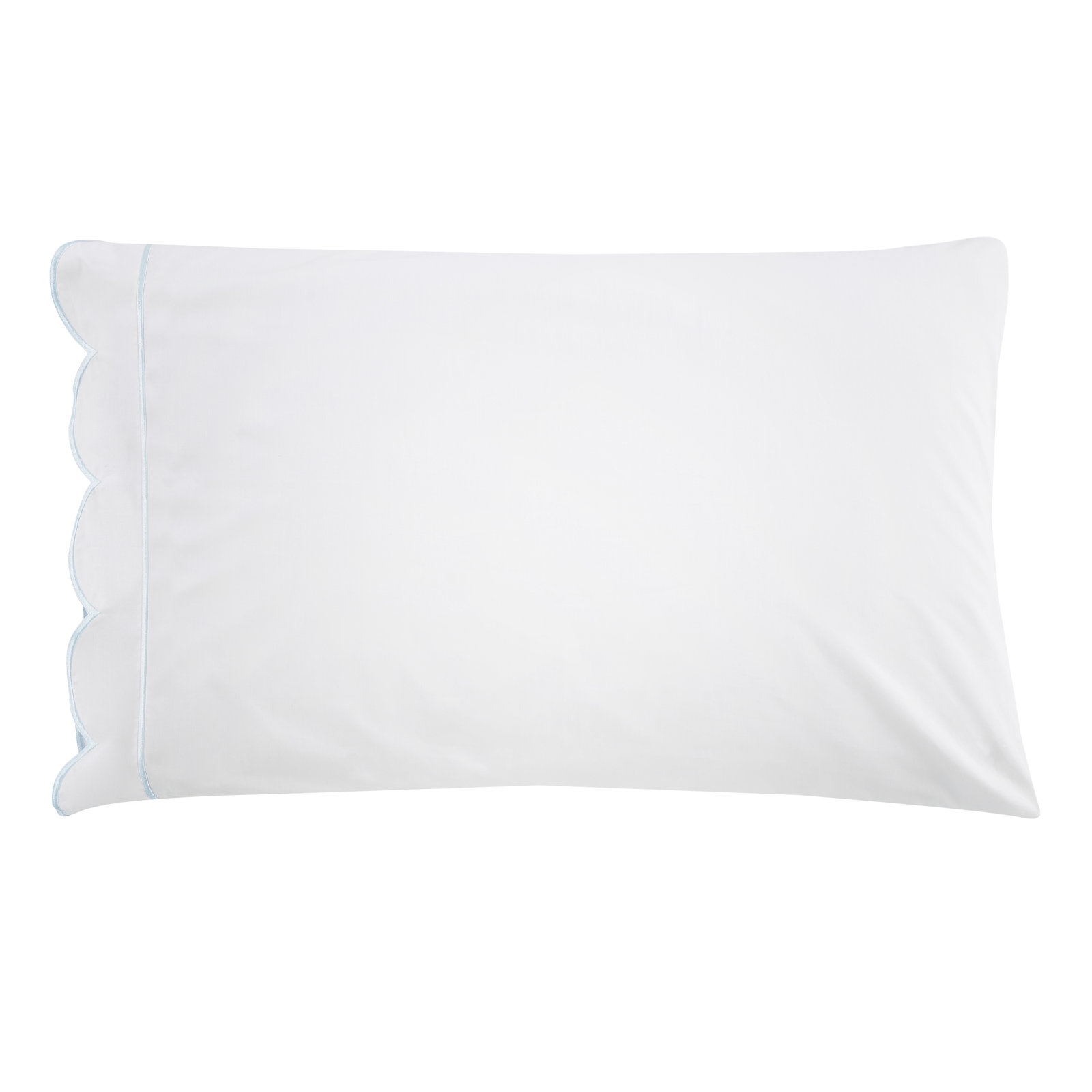 Michelet Scallop Frame Percale Pillowcase, Blue, King Pillowcase