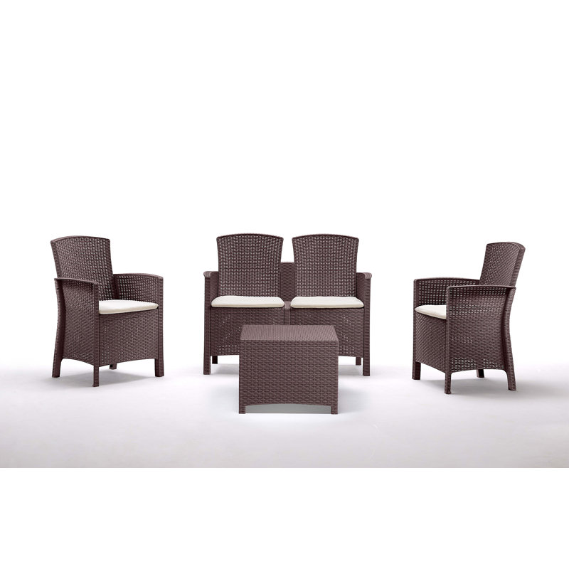 Outdoor Lounge Set Urano, Garden Set with Cushions, Rattan Effect, Brown