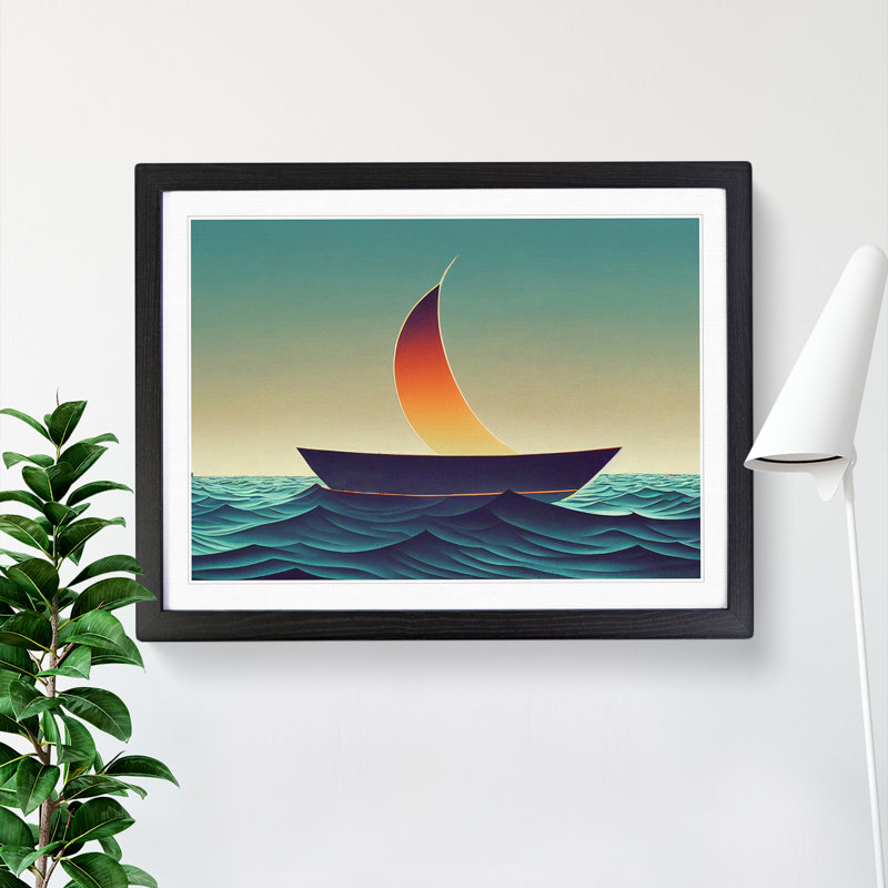 Glowing Sailing Boat - Framed Print