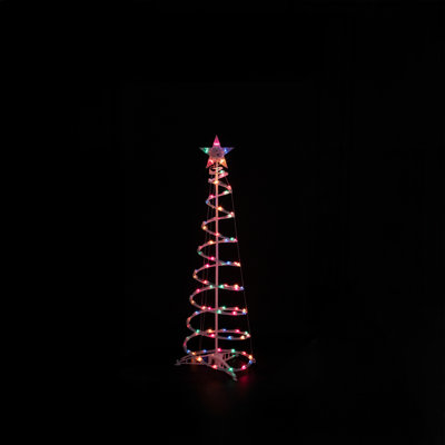 Ensemble de 3 arbres de Noël en spirale multicolores éclairés - 3 pi 4 po et 6 pi