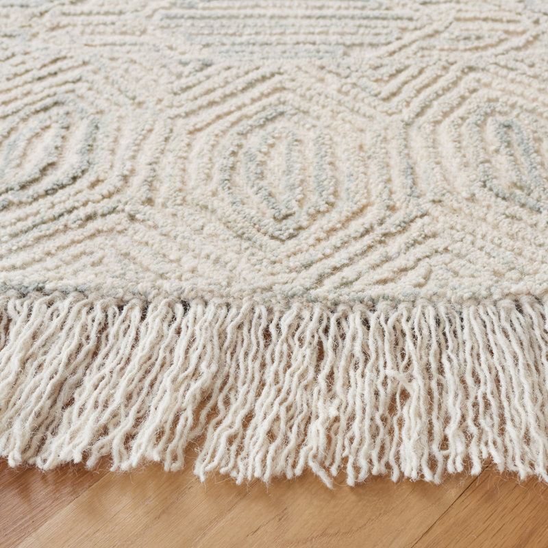 Jacie Hand Tufted Wool/Cotton Geometric Rug in Beige, Rectangle 3' x 5'