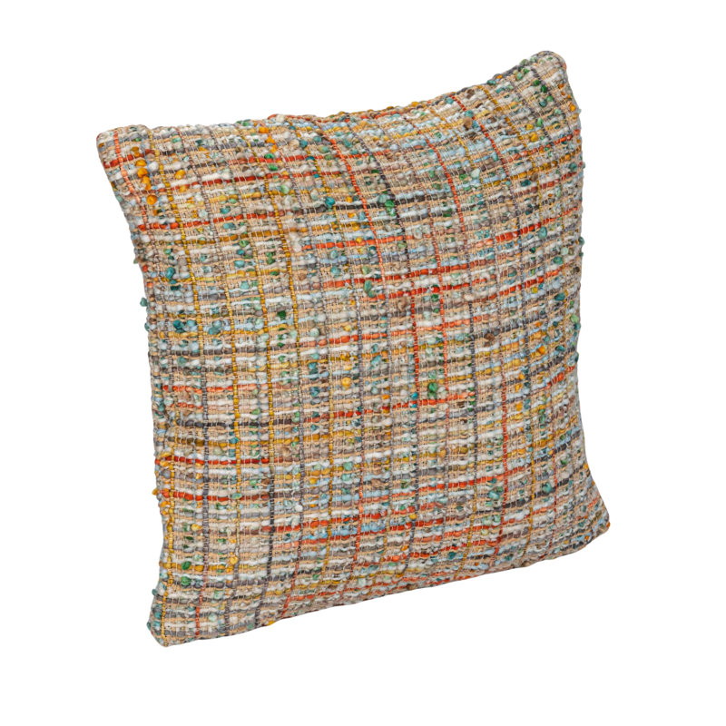 Multicolor Woven Acrylic Blend Bouclé Throw Pillow