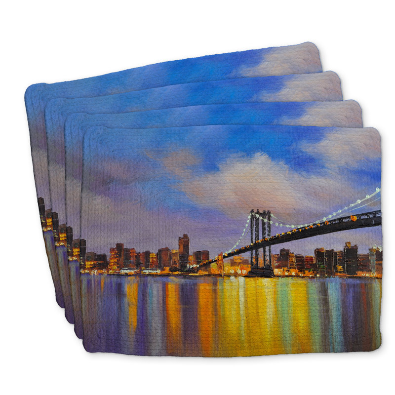 Ensemble de 4 napperons colorés en polyester tressé Bridge