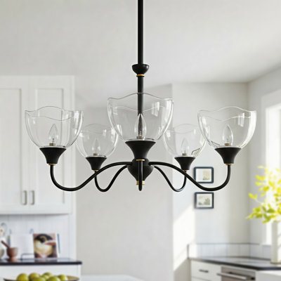 26" W 5-Light Dimmable Spider Chandelier