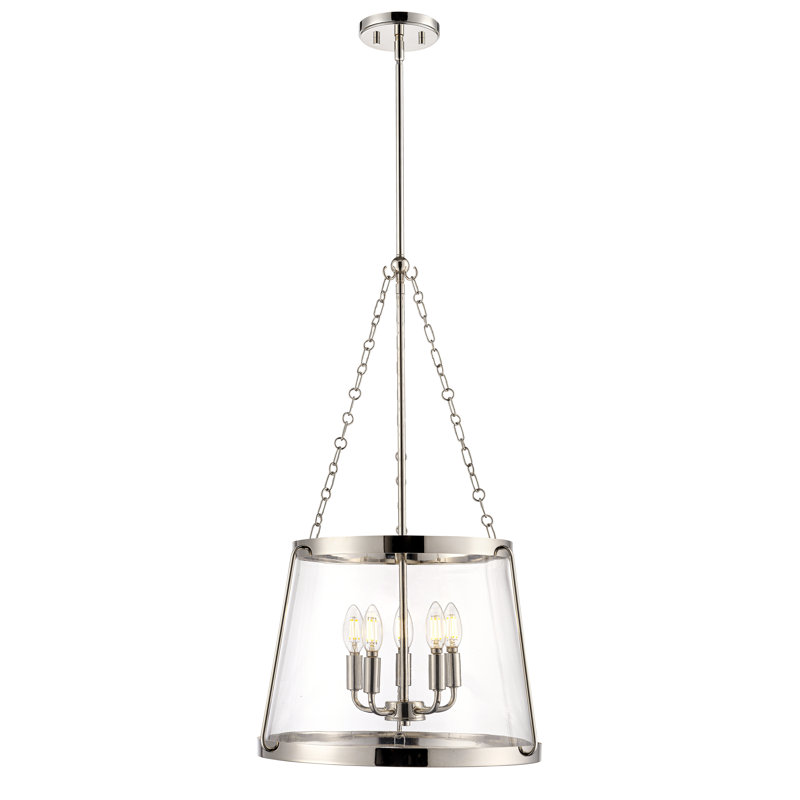 Adabella 17.75" 5-Light Pendant - Polished Nickel, 5 LIghts, Polished Nickel, 30" H x 17.75" W x 17.75" D