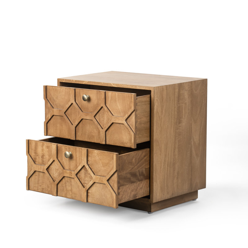 Corwin 2-Drawer Carved Wood  Nightstand