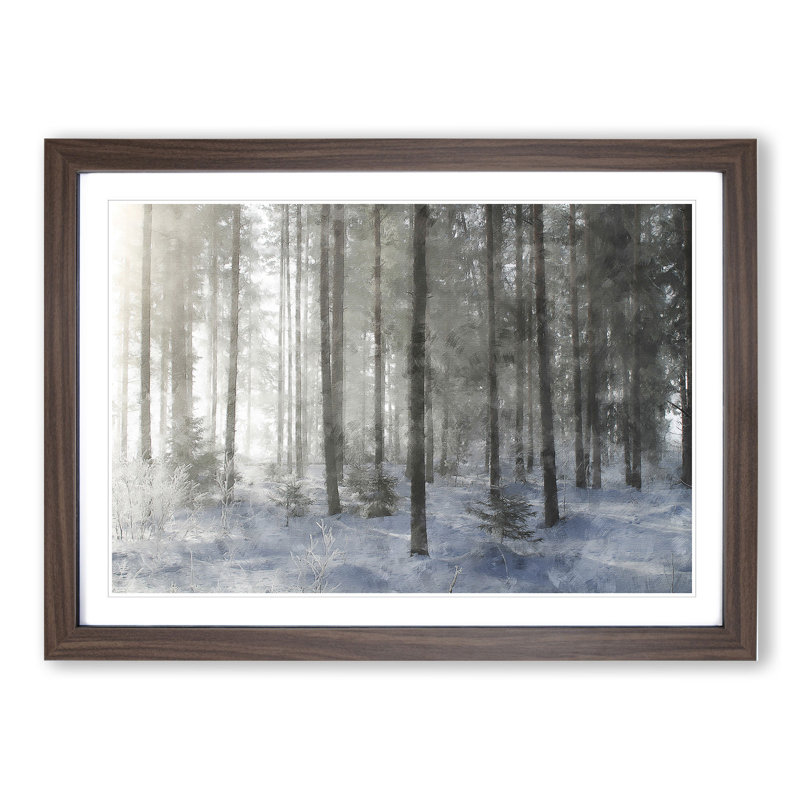 Winter Forest Vol.8 - Picture Frame Painting, Walnut Framed, 36cm H x 48cm W x 2cm D