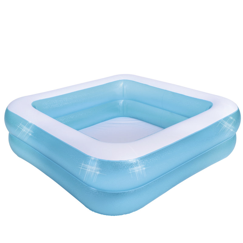 4,75 pi Piscine gonflable bleue et blanche à 2 anneaux