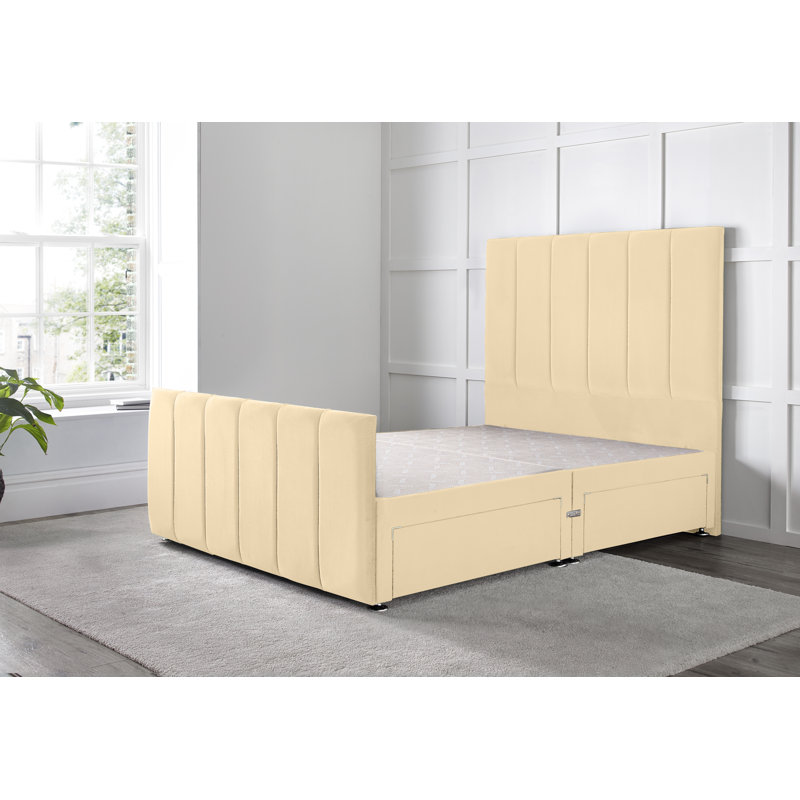 Cadebrooke Divan Bed with 54" Floorstanding Headboard, Cream, Single (3'), 2 Right Drawers