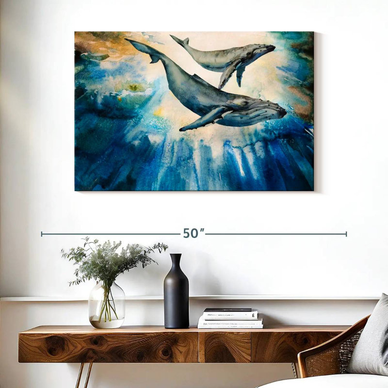 Baleine à bosse et veau Brampt, H 26 po x l 39 po
